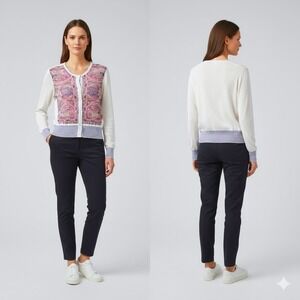 Etro Milano Italy Paisley Print Knit Button Front Cardigan Sweater Women 48